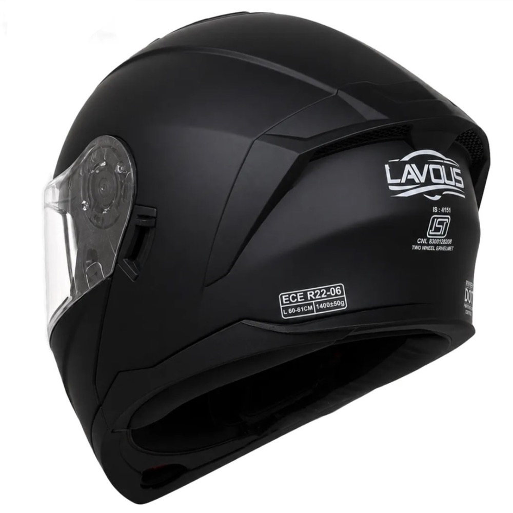 کلاه کاسکت فک متحرک لائوس MATT-BLACK - تصویر 4